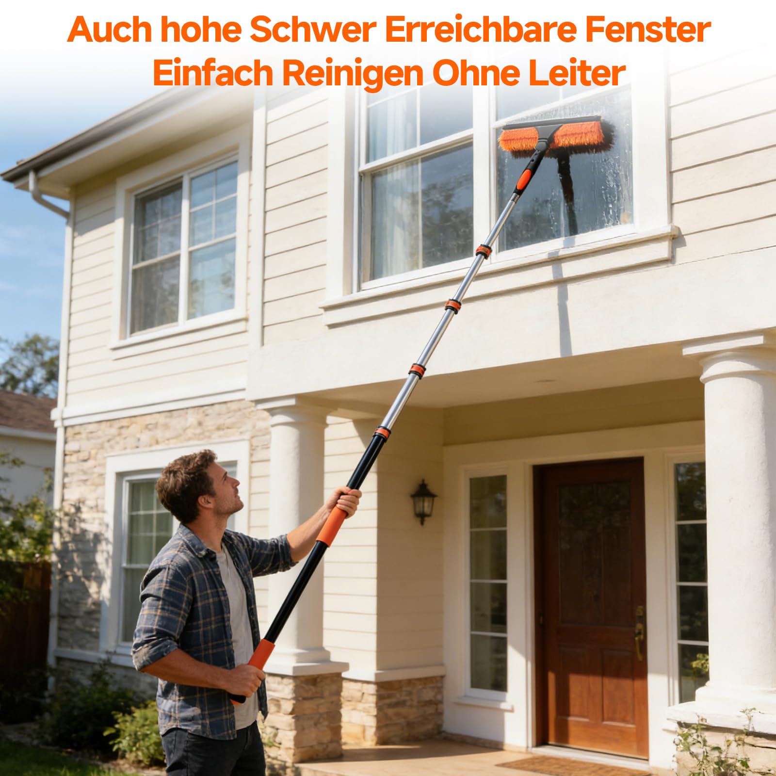3.6m Staubwedel Teleskop Waschbar, Teleskopstange Fensterreinigung, Staubwedel Lang Ausziehbar, Spinnwebenbesen mit Teleskopstiel für Decken und Wände, Gelb, Deckenventilatoren