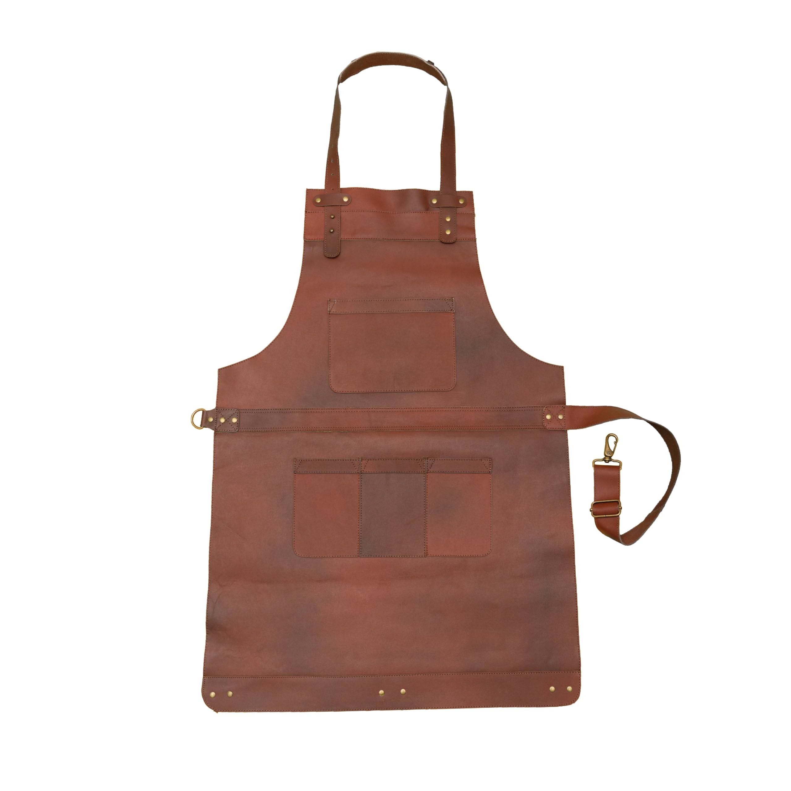 Tablier de boucher en cuir véritable - Tablier de cuisine - Tablier de barbecue - Tablier de barbecue - Tablier de forgeron - Tablier pour papa, marron, taille unique