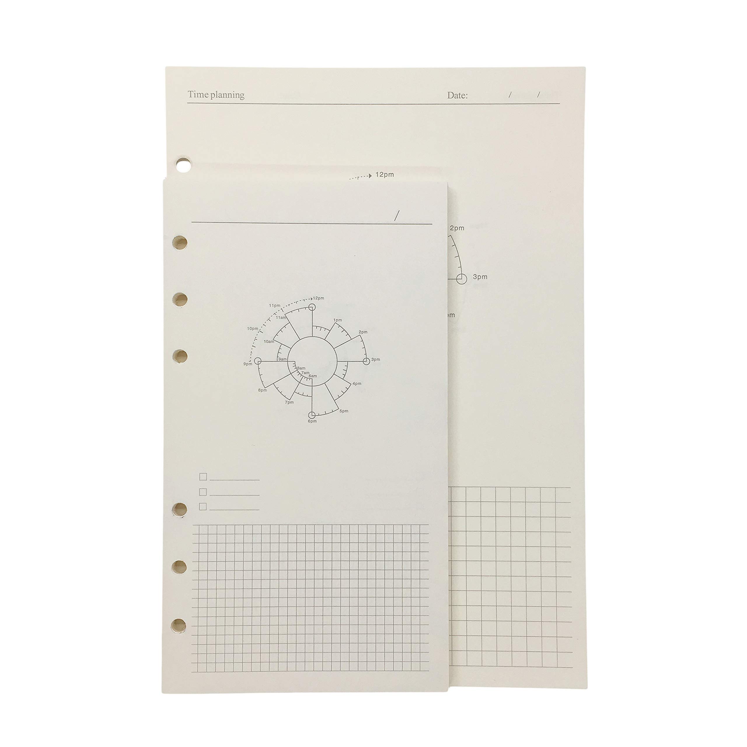 A5 Planner Refill Paper – 40 Sheets, 6-Hole Punched, Grid Layout With Date & Memo Columns