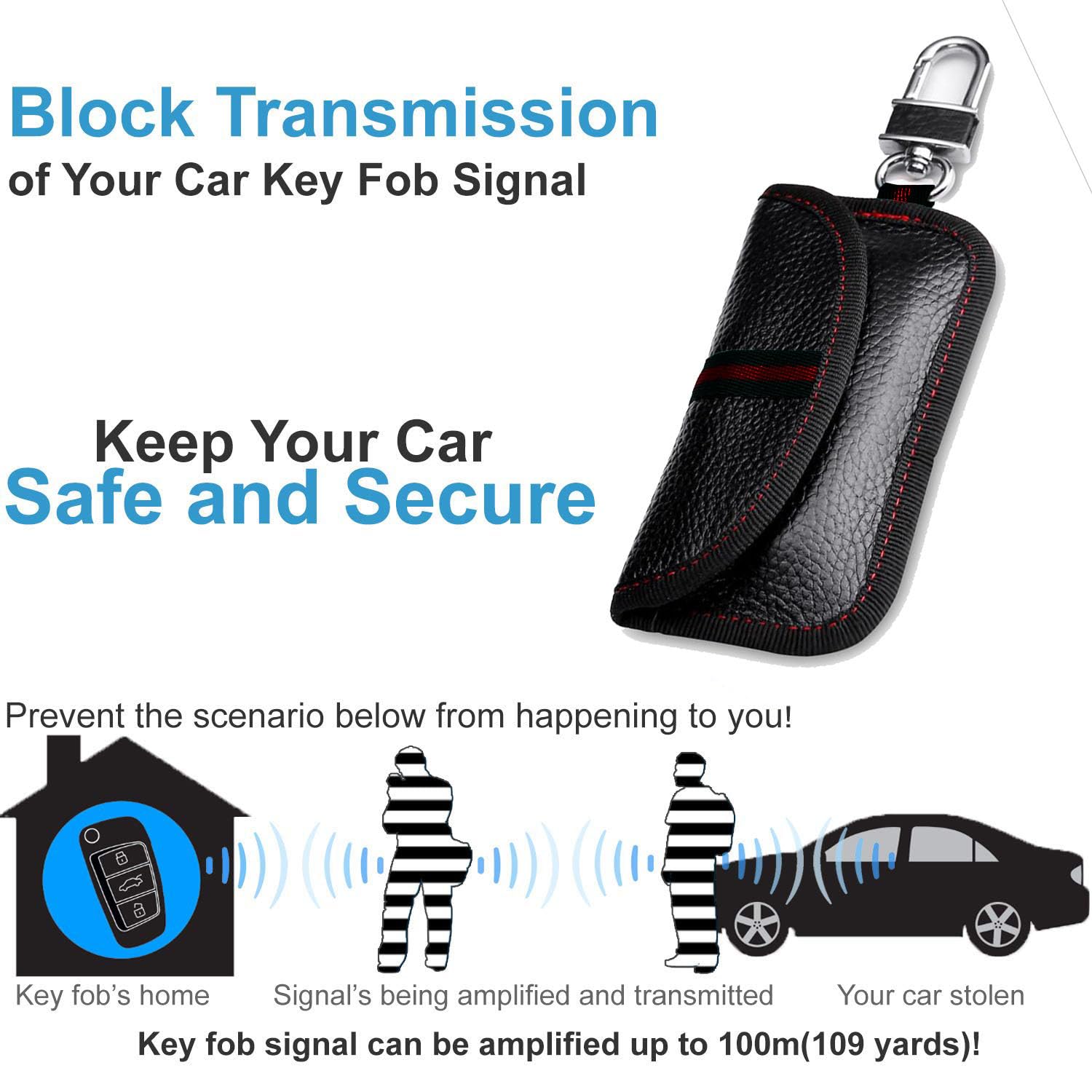 VAWcornic 2-pak etui na klucze samochodowe bloker sygnałów, torba Faraday na kluczyki samochodowe Keyless Signal Blokowanie Klucz Etui RFID Bloker Torba dla bezpieczeństwa samochodu, Ochrona przed kradzieżą Zdalne wejście Smart Fobs