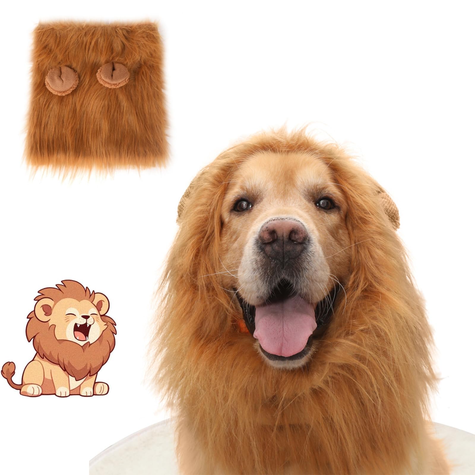 Enseak A Lion Mane For Dog,Dog Lion Mane,Dog Lion Costume,Dog Lion Mane Costume, Lion Mane Wig For Dog Costume With Ears Pet Djustable Cosplay Party Fancy Lion Hat Party Ctivity