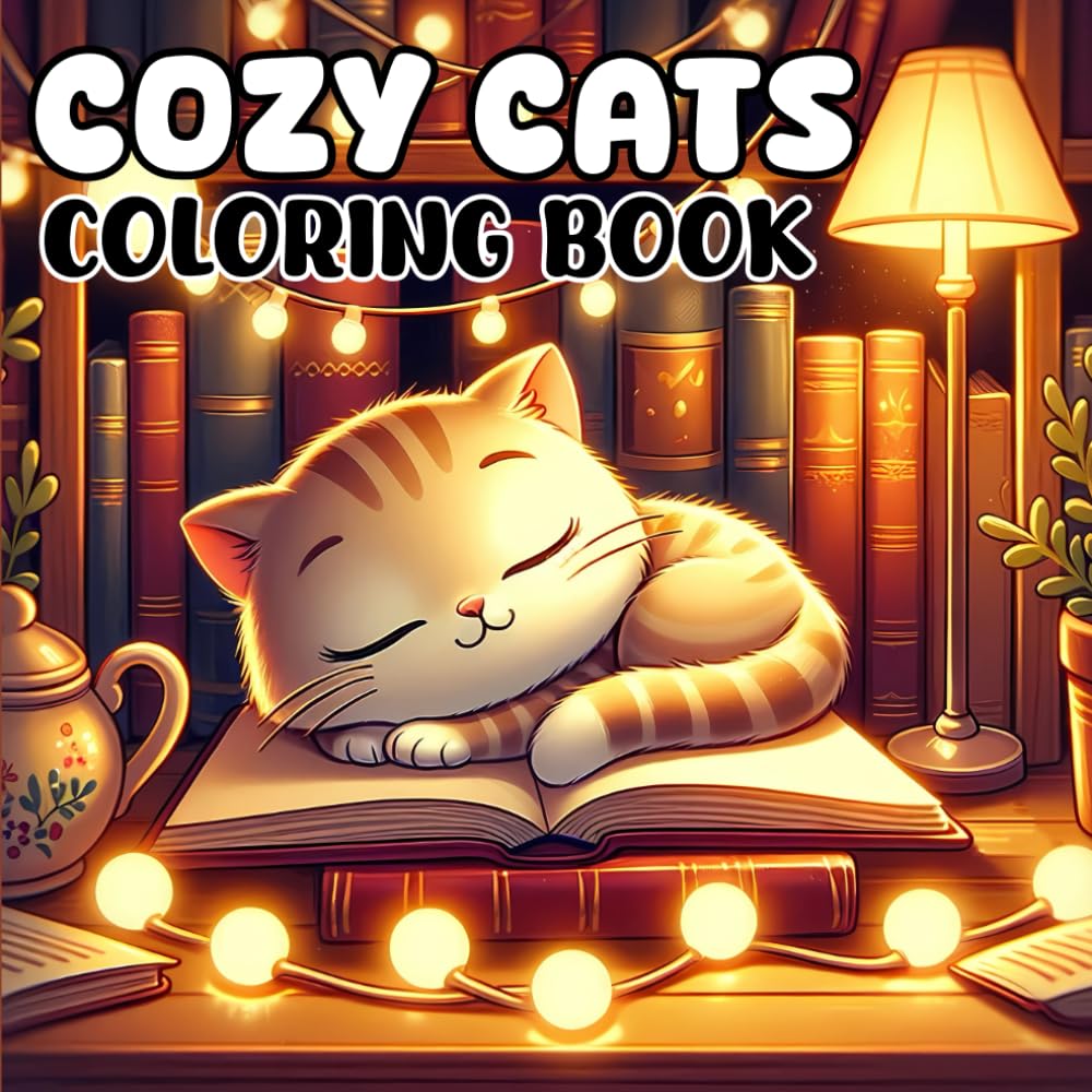 Cozy Cats Coloring Book: Bold and Comfy Coloring illustration