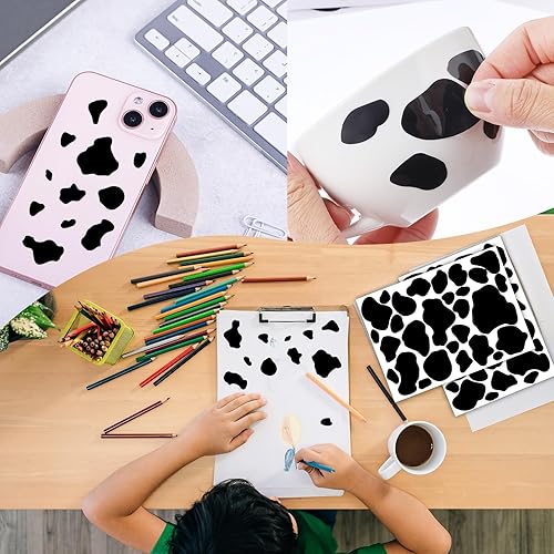 Miniatura 4 de 10 hojas de calcomanías con estampado de vaca, calcomanías de vaca, papel tapiz de vaca, decoración de pared, impresión de vaca de vinilo negro para