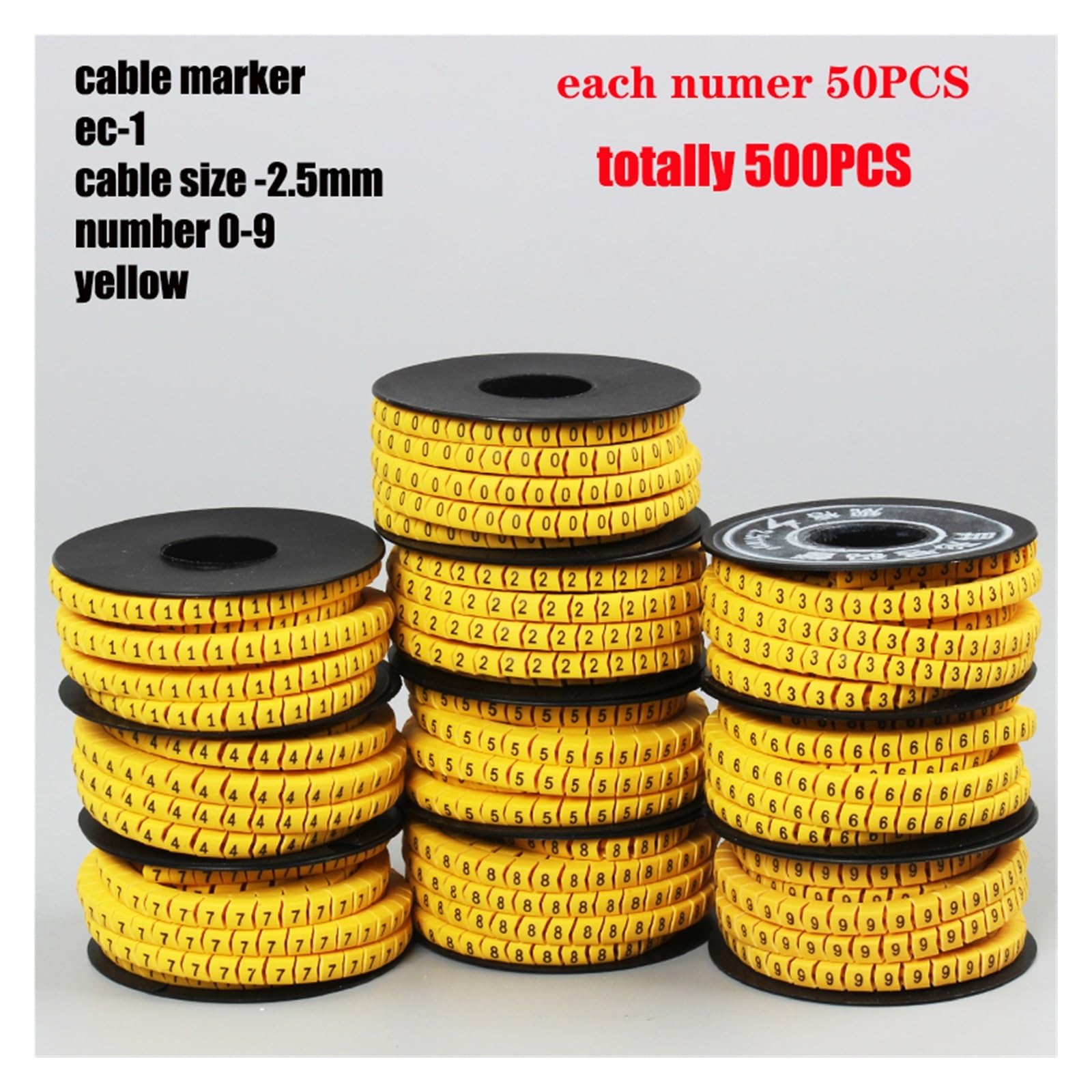 Zestaw do numerowania kabli EC-0 Numery 0-9 PVC 500 szt