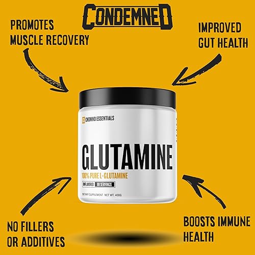 Miniatura 4 de CONDEMNED Glutamina - Suplemento de L-glutamina para hombres y mujeres - Sin sabor - Recuperación y salud intestinal - Sin gluten y sin OMG - 80