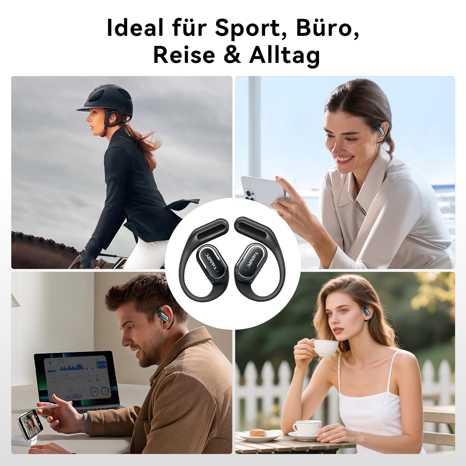 Kopfhörer Kabellos Bluetooth, Open Ear Sport, 11 Stunden Akkulaufzeit, IPX5