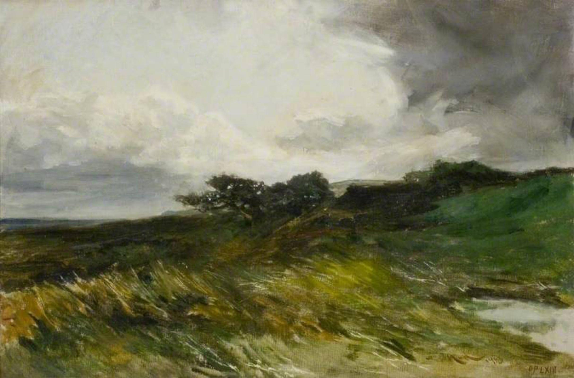 POSTERIIk Vintage Classic Picture Landscape Artwork la nube temporalesca Sir Hubert Von Herkomer Portrait Canvas Painting for Office Home Decor 60x90cm