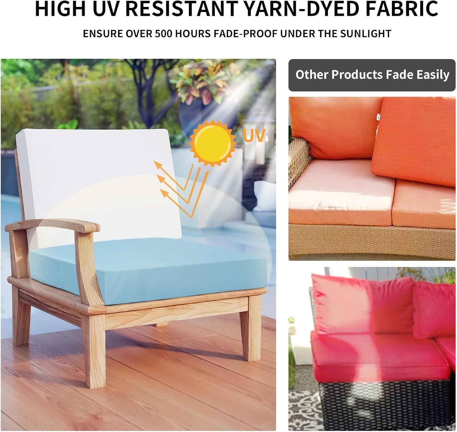 Easy-Going Waterproof Patio Cushion Covers 27x25x5 inch 2 Pack image 3