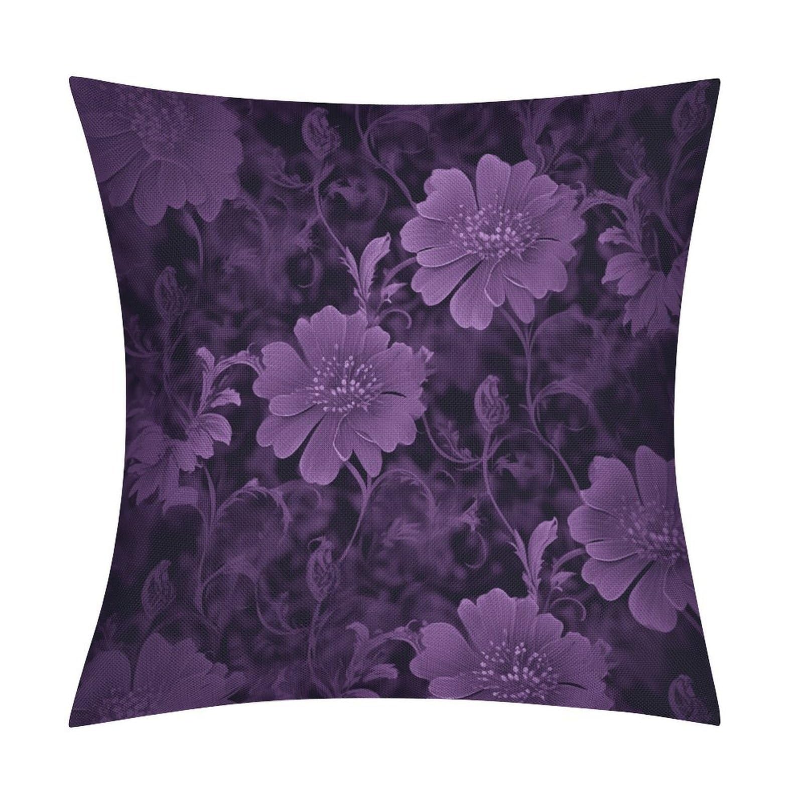 LZQPOEAS Purple Throw Pillow Covers, Waterproof Faux Linen Pillow Cases with Invisible Zipper, Decorative Square Cushion Covers for Sofa Couch Living Room Bedroom 18x18 Inch
