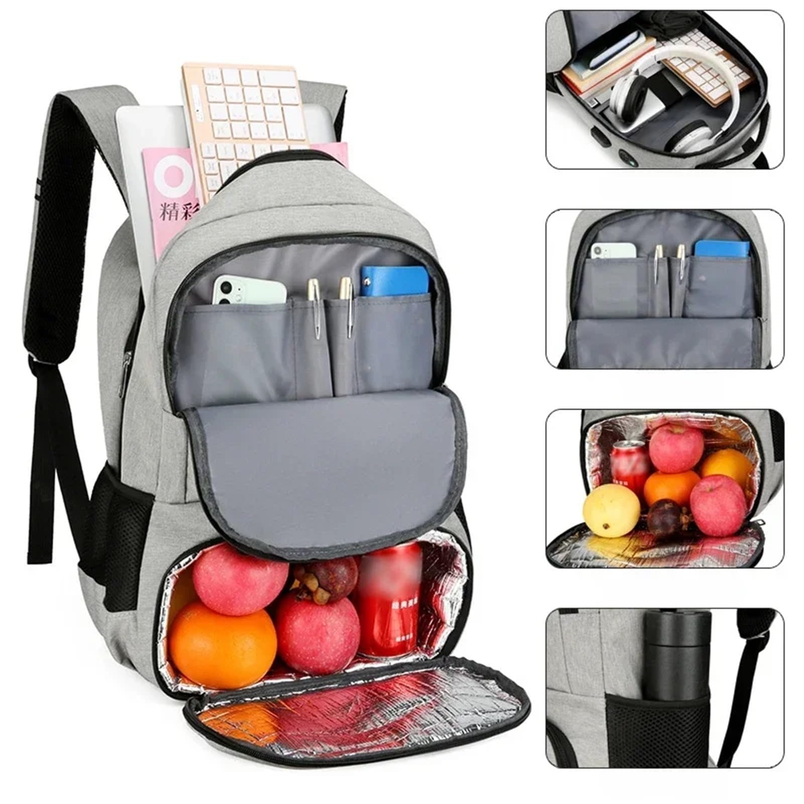 Zaino termico multifunzionale da picnic all'aperto Borsa termica per picnic da asporto consegna pasti borsa a tracolla (nero)