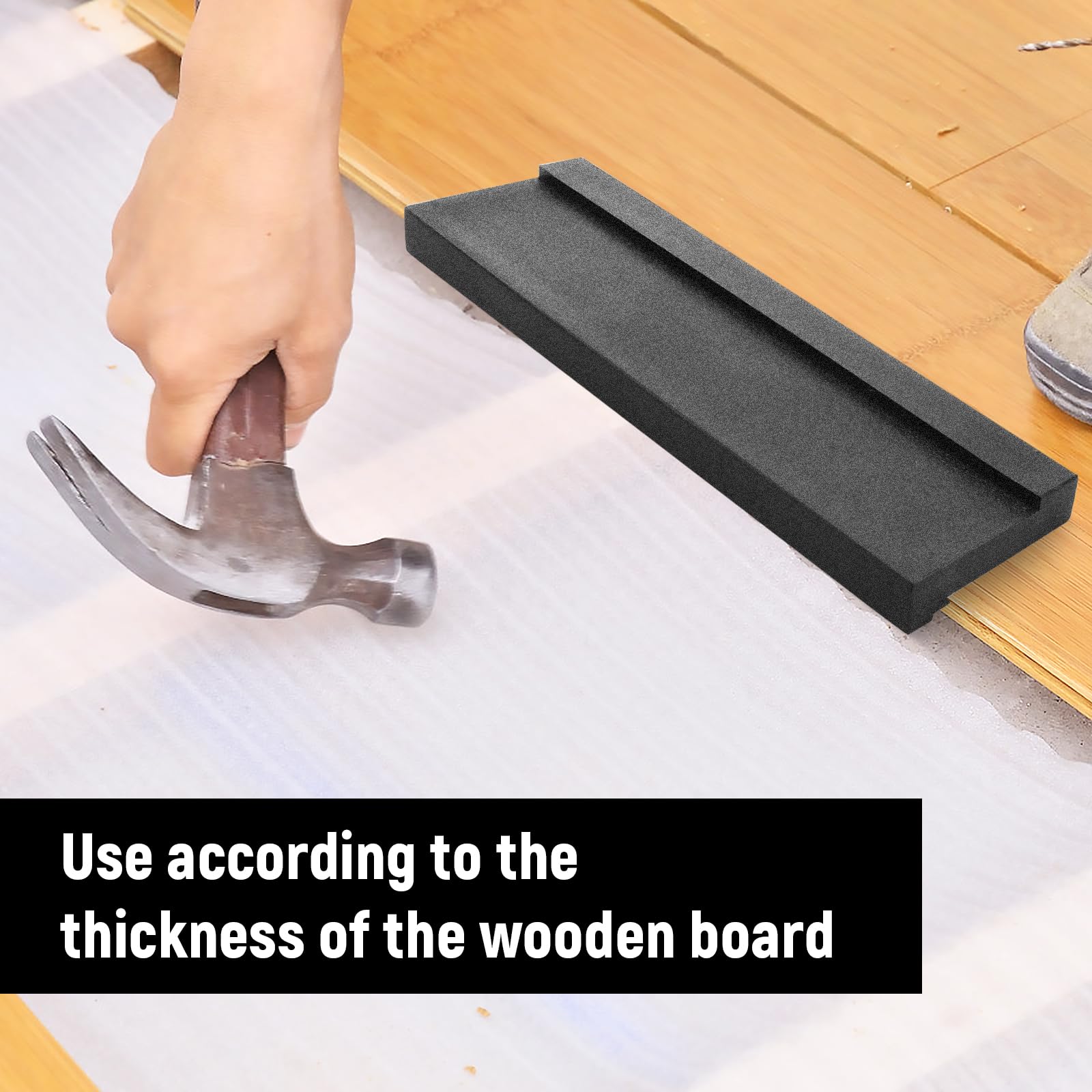 2 Pezzi di Legno Nero per Pavimento in Vinile, Legno per Laminato, Strumento per Pavimentazione Universale con 3 Diversi Bordi, per Pavimenti in Laminato/Vinile nel Design Multi Groove