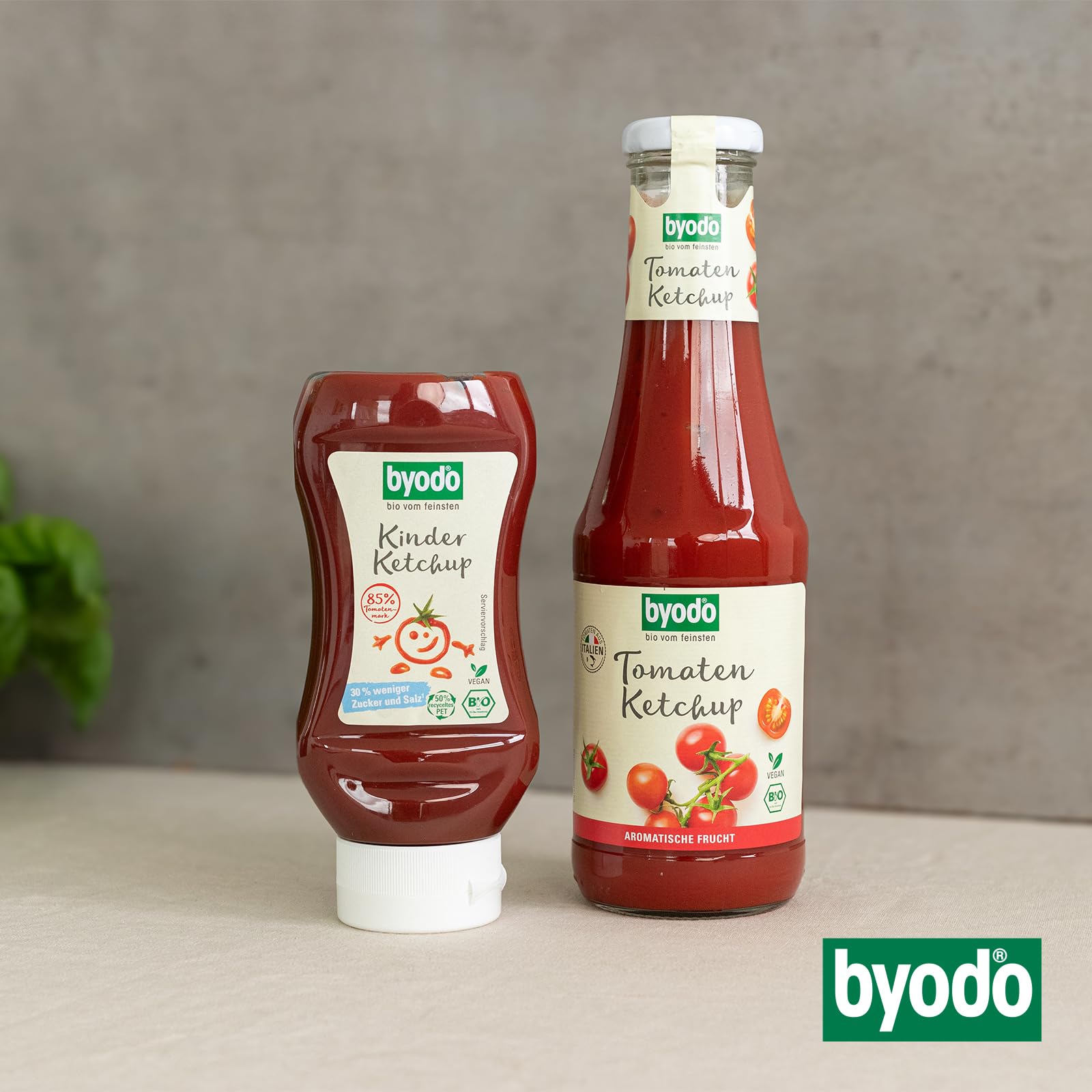 Bio Tomaten Ketchup ohne Zuckerzusatz von Byodo, Mit Agavendicksaft Gesüßt, Vegan, Glutenfrei, 6x500ml