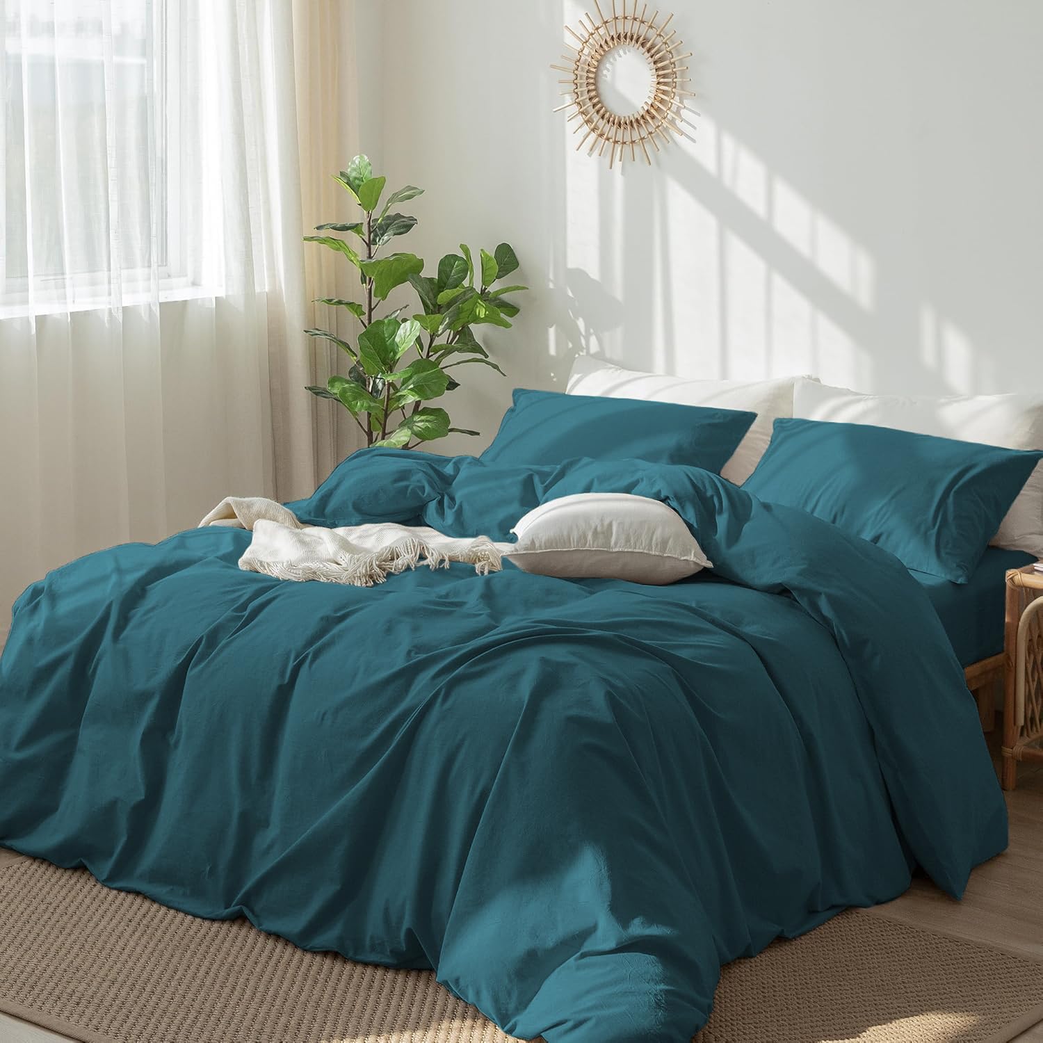 Linge de lit en coton moelleux turquoise pour des nuits douces