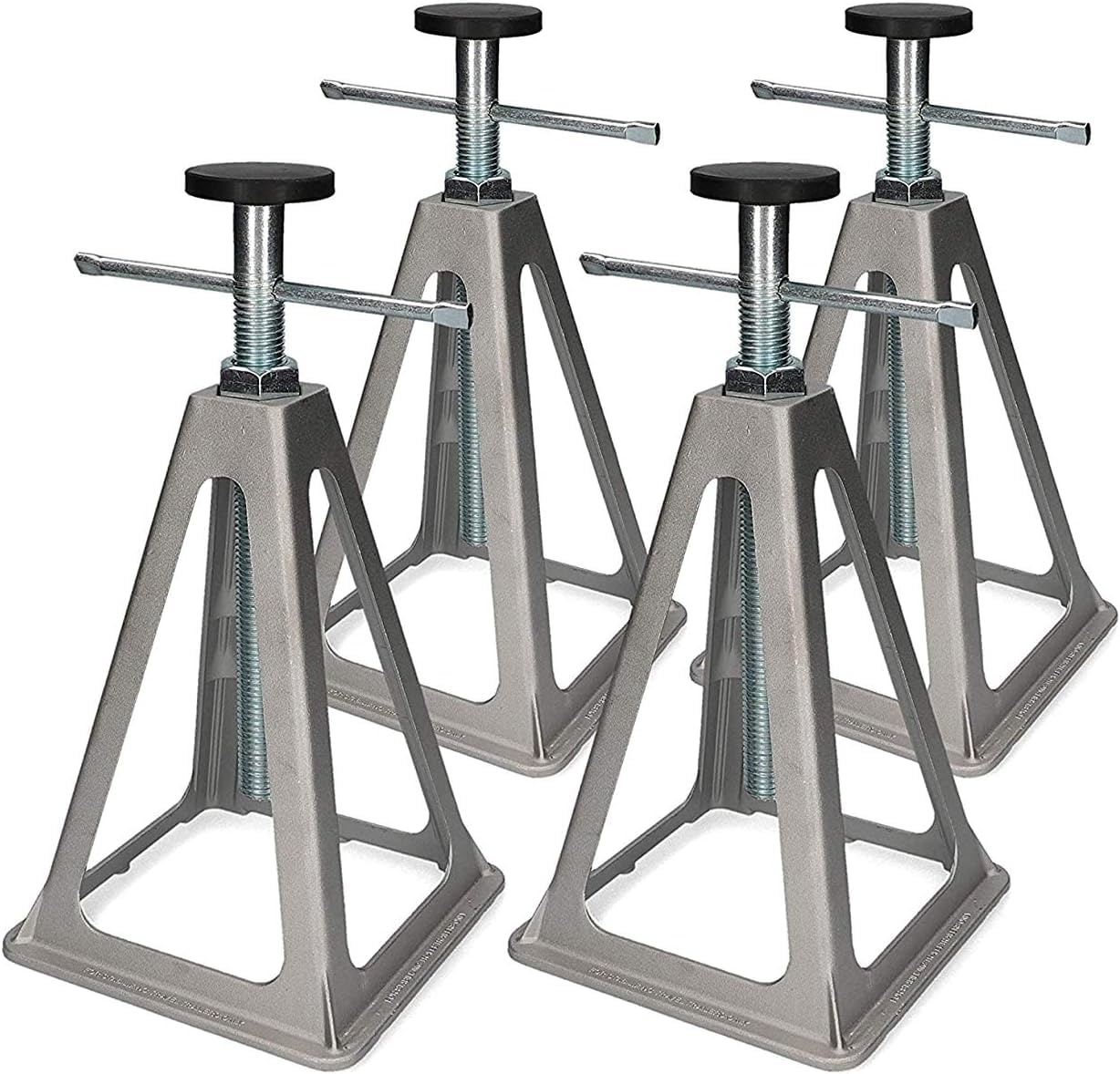 Cartrend 10306 Cavalletto di Supporto per roulotte, Set da 4 Pezzi, Set di 4 & Caravan 10396 - Piastre di Base impilabili, 4 Pezzi