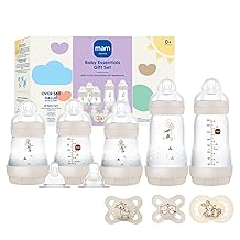 MAM Essentials de Recién Nacido con Juego de Alimentación Mate con Botellas Anti-Cólico Fácil de Empezar 5oz, Esterilizable Automáticamente, Chupetes para 0-3 Meses y Tetina de Silicona Skinsoft, Regalo para Bebé, 10 Piezas