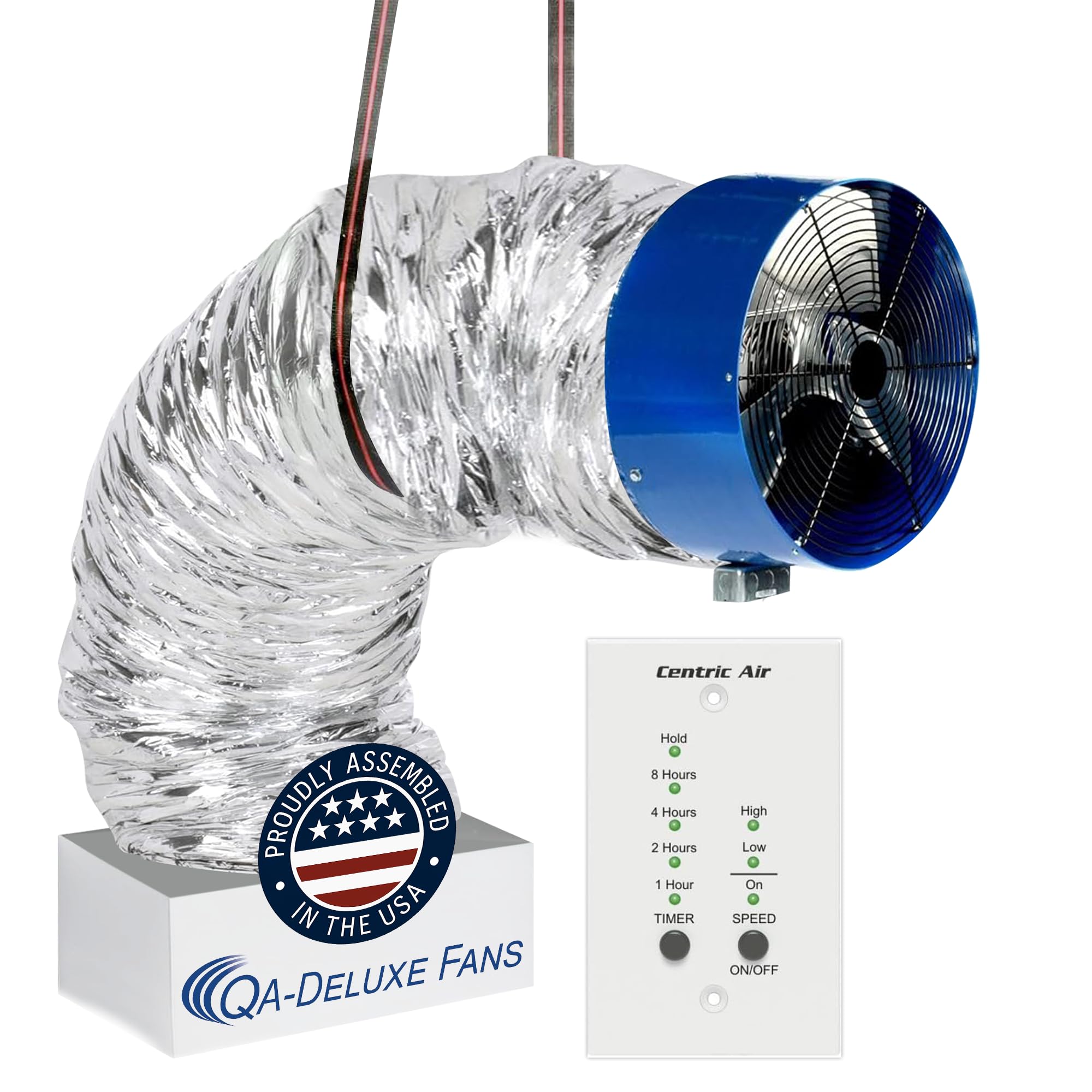 - QA-Deluxe 6500 Energy Efficient Whole House Fan – Low Voltage Plug & Play, 2-Speed Wall Switch & Timer, Removable Grille – 10-Year Warranty – Up to 4400 sq ft (2-Story) & 3000 sq ft (1-Story)