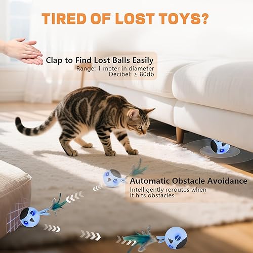 Miniatura 5 de Juguetes interactivos para gatos, juguetes interactivos para gatos de interior, recargable por USB, electrónico, inteligente, juguete de ejercicio