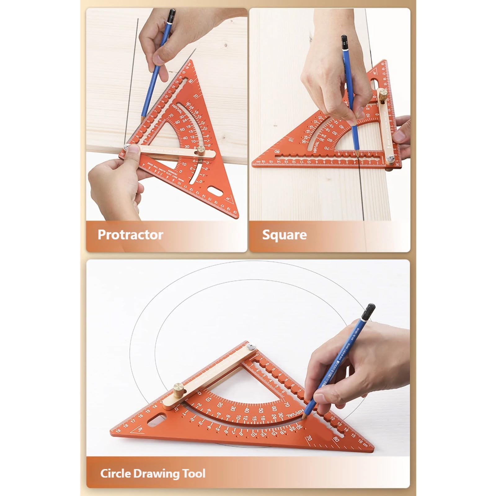 Quadrato per inquadratura in lega alluminio Triangolo Righello Costruzione Quadrato per carpenteria regolabile per uomo Hobbisti professionisti Strumento misurazione professionale per la del