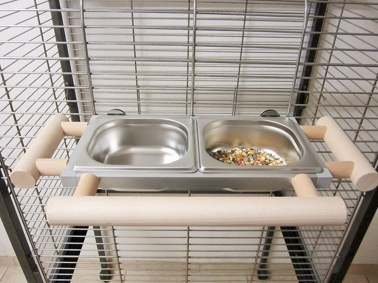 Papageien Freisitz Vögel Futternapf Futterbar, Futterschale Edelstahl *ZINKFREI*
