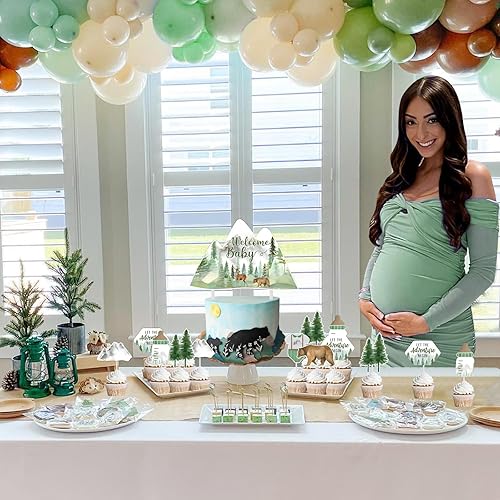 Miniatura 5 de Funmemoir Decoraciones para baby shower con texto en inglés "Let the Adventure Begin", 25 decoraciones para cupcakes, nuestra mejor decoración de