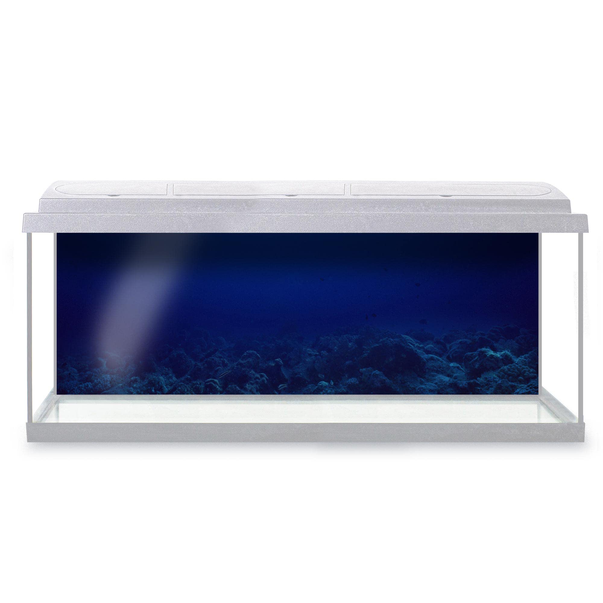 DV DESIGN Aquarium Fish Tank Background 123x42 cm - Bottom Sea Underwater World Blue Texture Ocean Marine Static Cling Vinyl Vivarium Terrarium External Application #500071