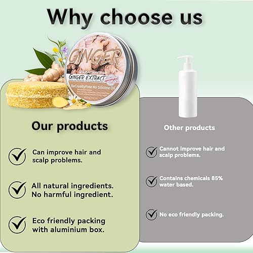 Miniatura 6 de Barra de champú de jengibre para cabello gris, champú y acondicionador orgánico natural para cabello adelgazante para hombres y mujeres (jengibre)