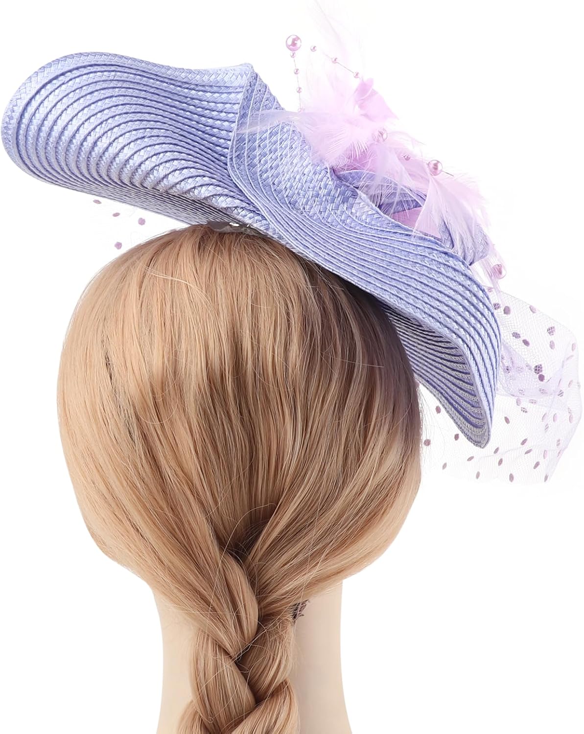DRESHOW Fascinators Hat Flower Mesh Feathers Hat with a Headband and a Clip 7.9" Tea Party Headwear for Women - Image 3