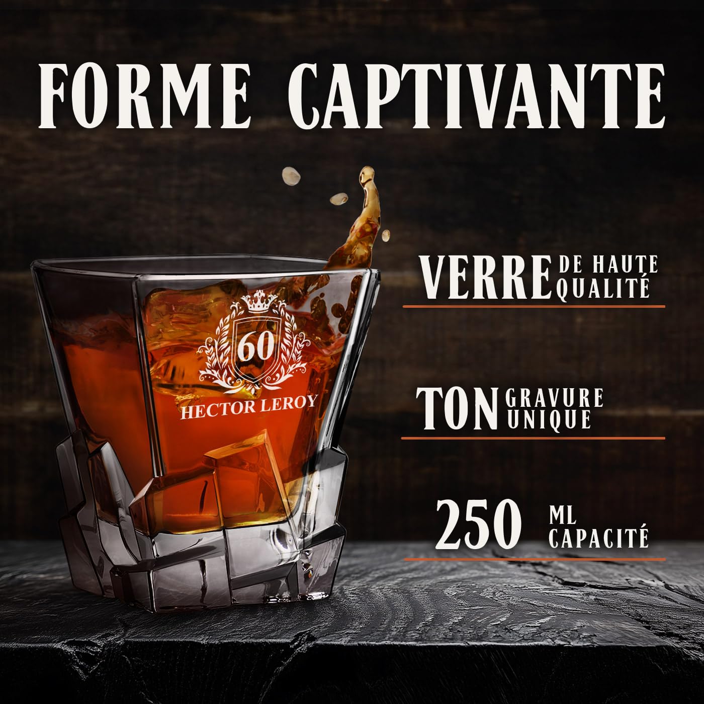 Maverton Ensemble de 6 Verres à whisky pour homme - Avec motif décoratif - Idee Cadeau Homme Anniversaire - Cadeau Personnalisé Homme - Verre a whisky au design unique avec personnalisation - Chiffre