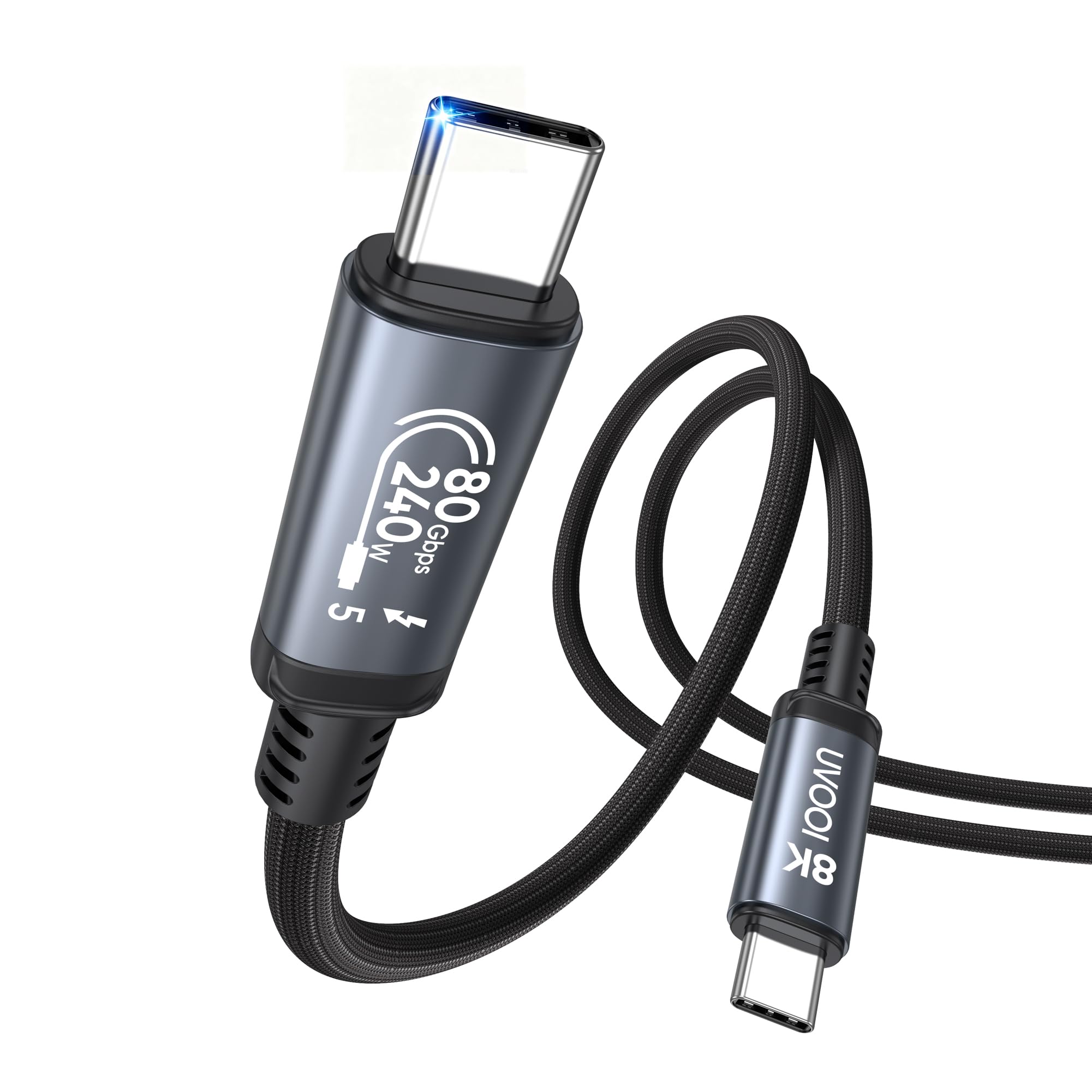 Cavo Thunderbolt 5 da 80 Gbps, cavo Thunderbolt 4/3 e USB 4/3.2, display video 8K, ricarica 240 W, cavo dati USB C ad alta velocità per MacBook, Mac mini, SSD, iPhone 17, Samsung S25