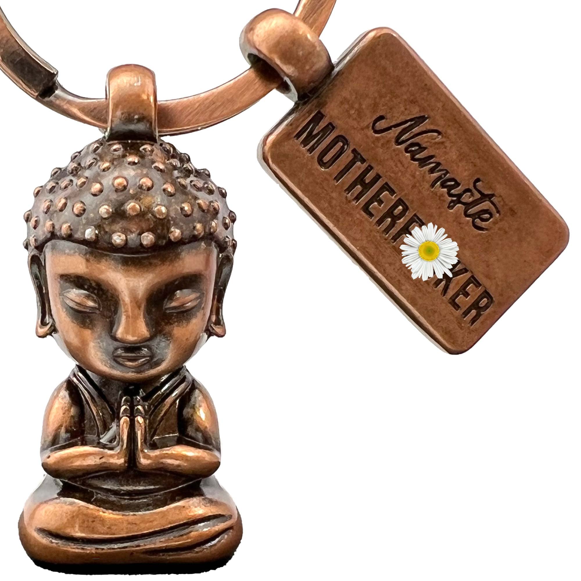 Lanolu Unisex Buddha Vintage Copper Buddha Keychain, Gift For Yoga Fans - Namaste Meditation Decor, Buddhism Lucky Charm For More Serenity - Yoga Figurine