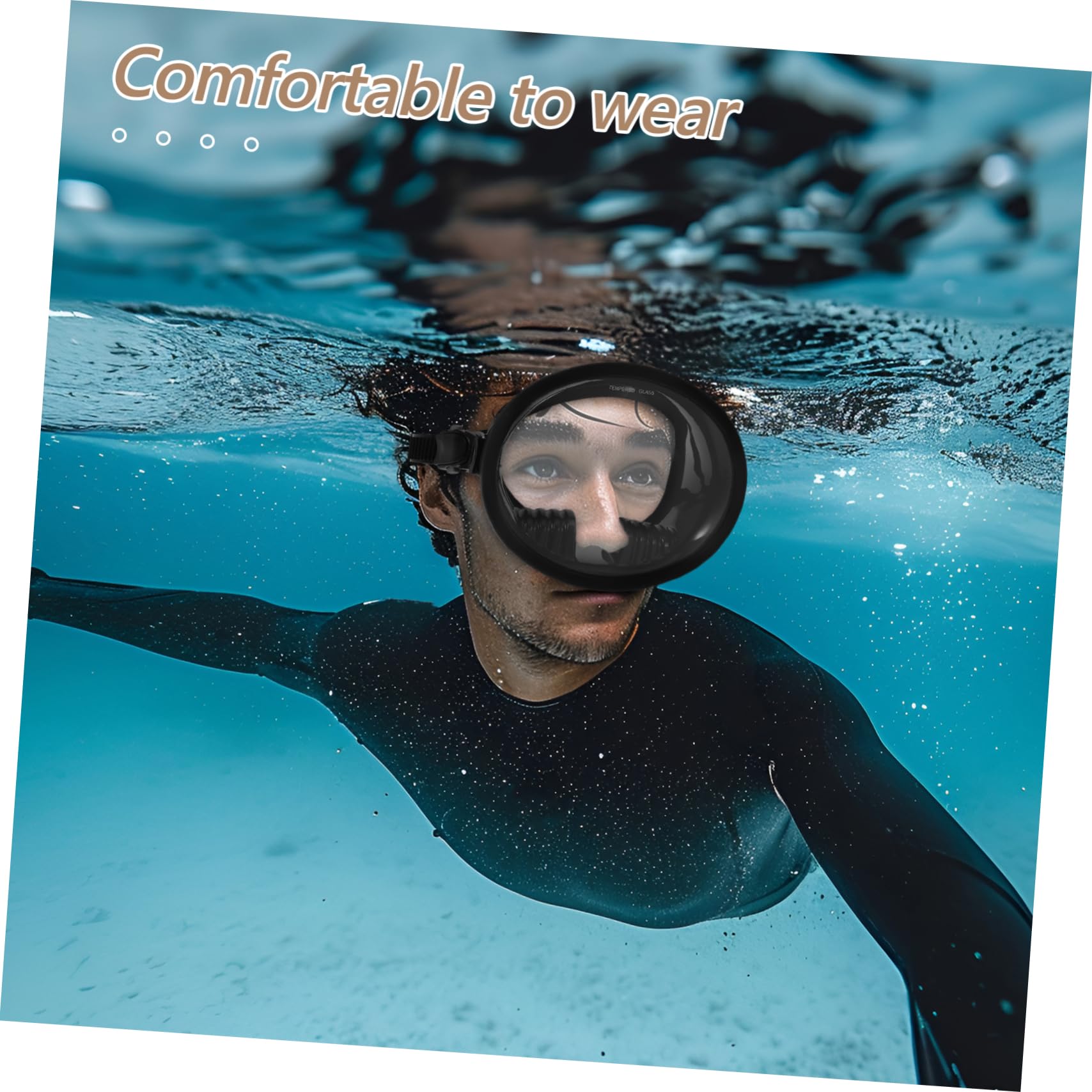 Maschera da Sub Antiappannamento Panoramica in Silicone Nero | Lente in Vetro Temperato, Design a Campo Visivo Ampio, per Immersioni e Snorkeling