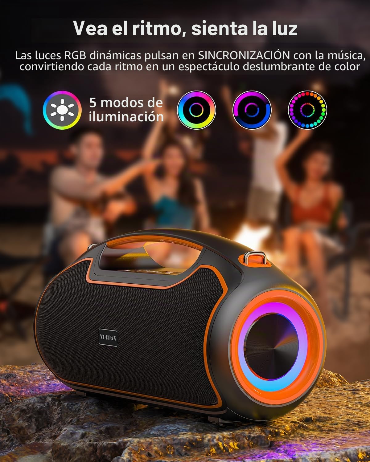 Altavoz Bluetooth Potente Portátil Mejores Altavoz Exterior Bluetooth Speaker Potencia pico de 200W, resistencia al agua IP65, 2 * Subwoofer aumentar TWS/TF/USB/AUX, ideal para el hogar/reuniones