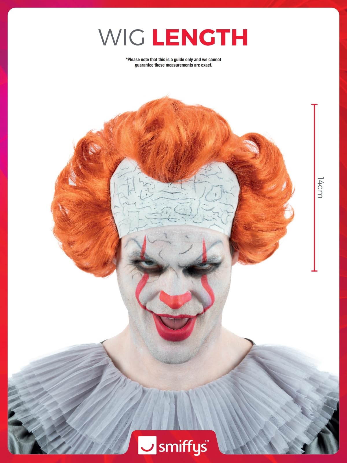 Smiffys IT Chapter 2, parrucca Pennywise, con testa calva in lattice Halloween