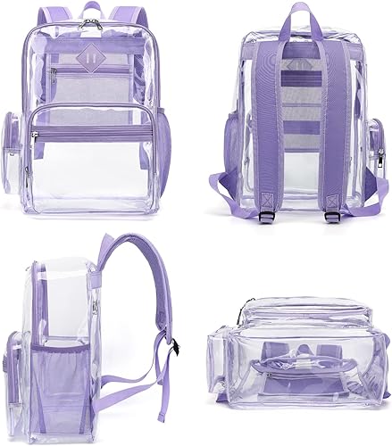 Miniatura 5 de Fuyicat Mochila transparente resistente para niñas, niños, mujeres y hombres, mochilas escolares transparentes de PVC transparente transparente para