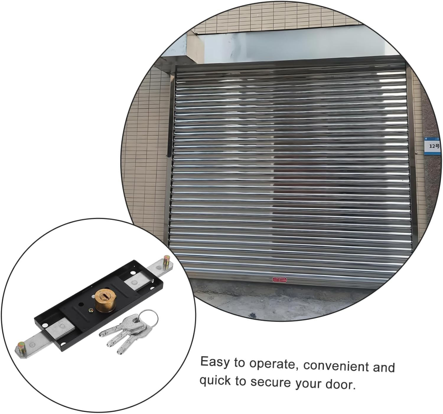 Heavy Duty Security Lock for Rolling Shutter Doors – Weather Resistant Garage Door Lock with Key – Suitable for Commercial and Residential Use