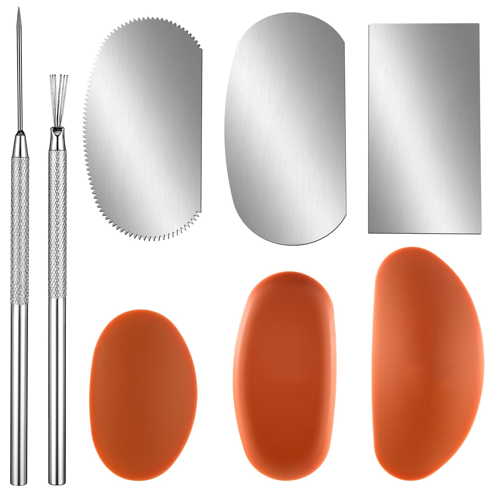 Juego de herramientas de silicona suave para esculpir arcilla, 3 tamaños, varillas de goma para arcilla, 3 raspadores y cortadores para moldear, 1 aguja para arcilla, 1 alambre para plumas, herramientas para detalles de texturas, manualidades para esculpir.