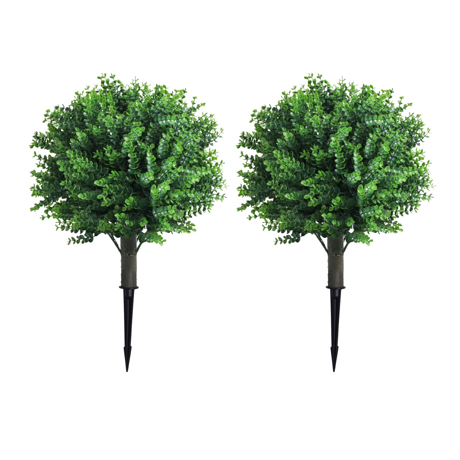 2 Pz Artificiale Eucalipto Topiaria Palla Albero 17,7 Pollici Pianta Finta Finto Verde Arbusto Cespuglio con Picchetto per Giardino Portico Cortile Patio Decor