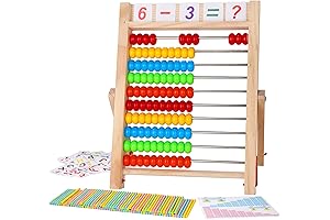 Wooden Abacus with Counting Sticks and Alphabet Cards