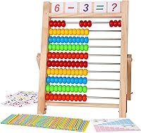 Vista 1 de Ábaco de Madera para Matemáticas de Niños, Juguete Educativo de Conteo con Palos de Contar y Tarjetas de Números y Alfabeto, Juguetes de Aprendizaje