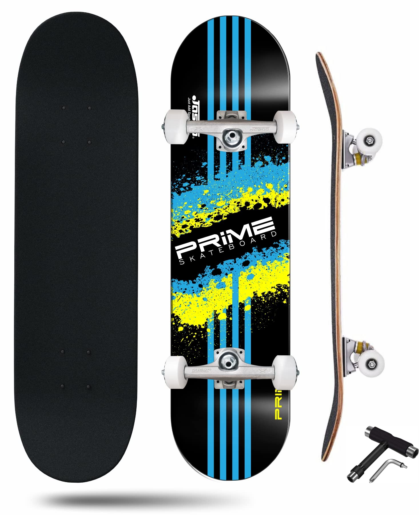 Jaspo Prime 31 X 8 Complete Fully Assembled Skateboard 7 Layer Canadian Maple Concave Skateboard for Boys Kids