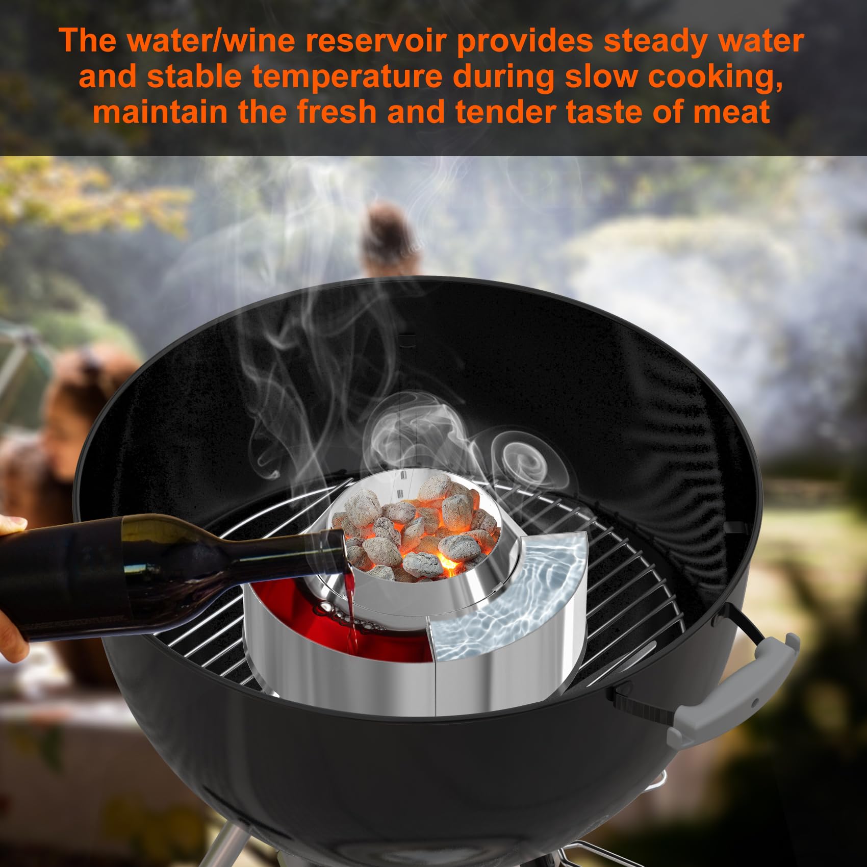 onlyfire Dispositivo di Gestione del Calore del Carbone con Serbatoio d'Acqua Staccabile per Weber Kettle Barbecue a Carbone da 57&67 cm, Charcoal Heat Controller, Ricambio per Weber 7666