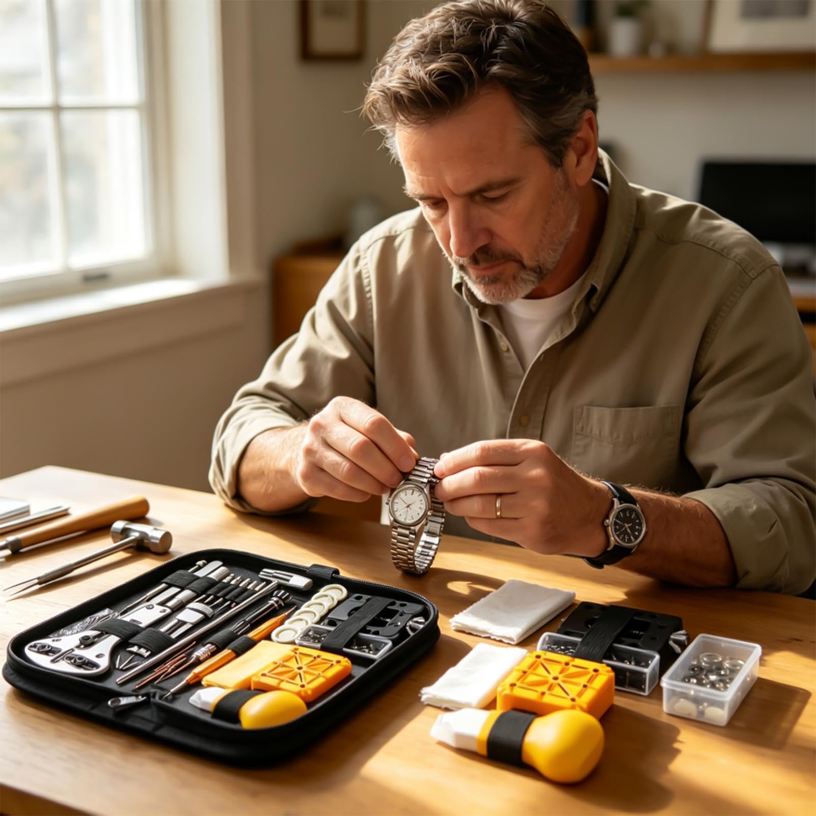 Kit di Riparazione Orologi Kit Completo per Manutenzione Manuale con | Strumento per Sostituzione Batteria Orologio Per Casa e Viaggio, Sostituzione Batteria e Regolazione Cinturino