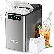Aeitto Nugget Ice Maker Countertop, Pellet Ice Machine Soft Chewable Ice 40lbs/Day, One-Click Operation, Auto Self-Cleaning Crushed Ice Makers Stainless with Scoop for Home/Kitchen/Office (Grey)