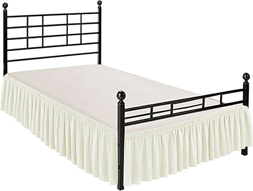 Miniatura 2 de Biscaynebay Faldas de cama envolventes con esquinas divididas para camas matrimoniales de 18 pulgadas de caída, volantes elásticos ajustables color