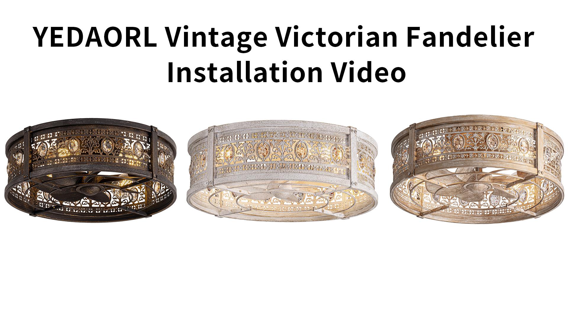 Vintage Caged Ceiling Fans with Lights and Remote,Victorian Hand