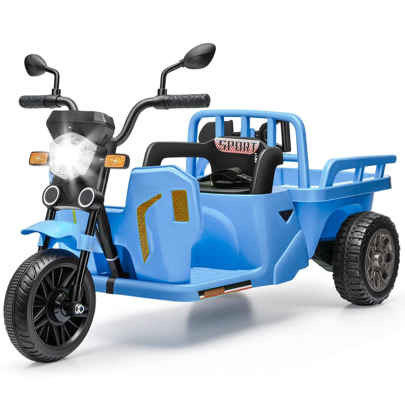Acekool 12V Kids Electric Ride-on Tricycle with Cargo Trailer