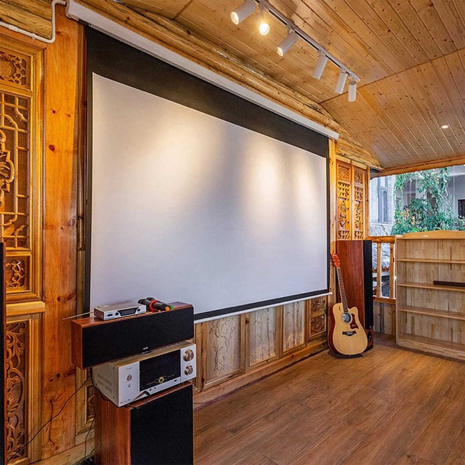 schermo di proiezione motorizzato, vivi il cinema a casa con lo schermo di proiezione motorizzato Full HD 3D da 60" - Schermo montabile a parete o a soffitto - con telecomando.