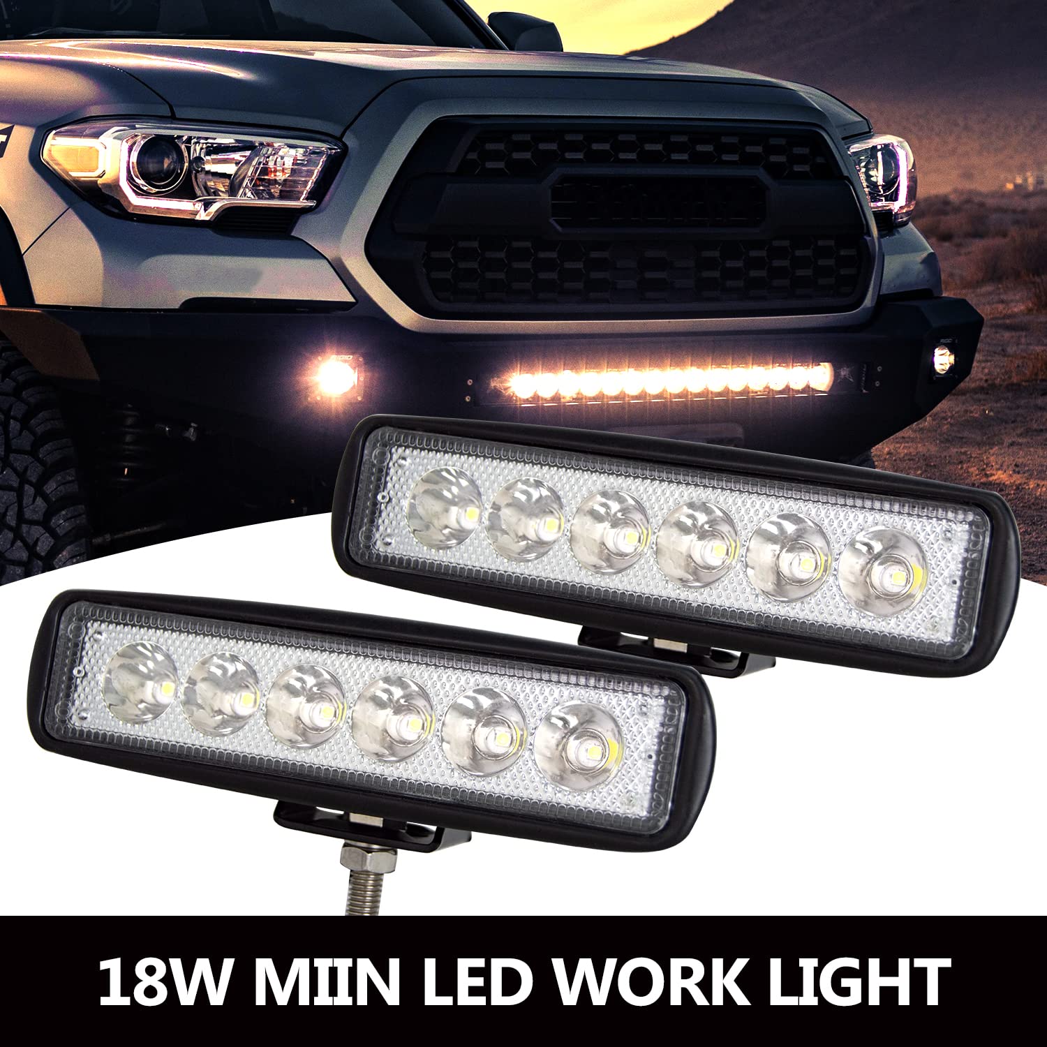 RIGIDON 10 Pcs Mini Foco Led 18W, 6 Pulgadas Spot Lámpara Trabajo para Off Road Camión Coche ATV SUV 4x4 Tractor, Faros Antiniebla 12v 24v Spotlights, 6000K Blanco