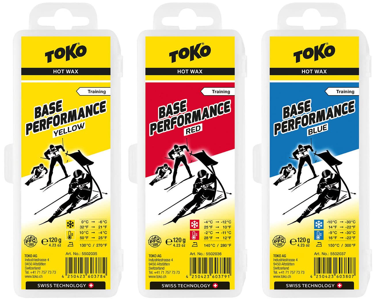 Generisch Toko Skiwachs Set 3 x Base Performance Wax für Alpinski + Langlaufski + Board