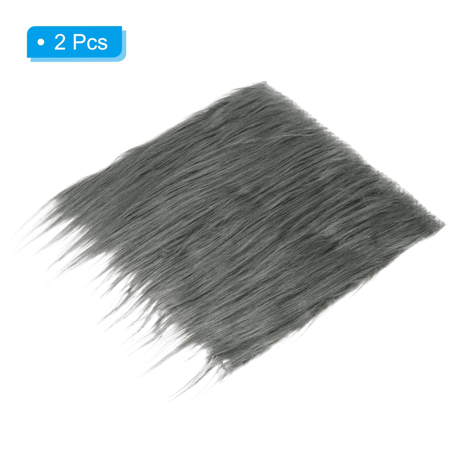 PATIKIL Plush Faux Fur Fabric Square, 2 Pcs 10" x 10" Fluffy Faux Fur Patches Cuts for DIY Crafts Christmas Halloween Gnome Beard, Grey - Image 3